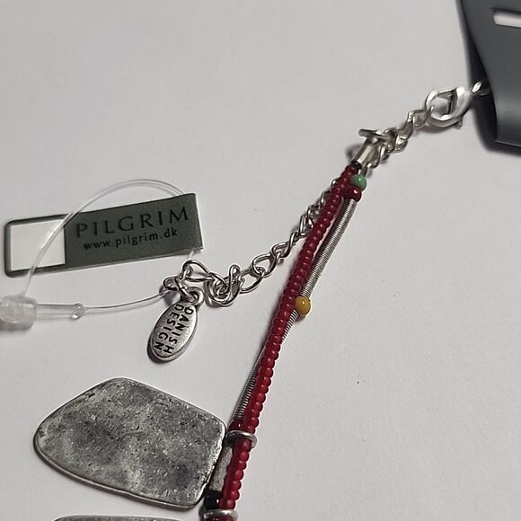 Pilgrim Danish Design Silver and Red Pendant Necklace - Picture 4 of 5